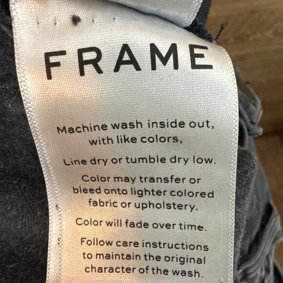 Frame Denim Le High Skinny Jeans frayed tulip hem Black Stretch Size 30 - Picture 11 of 11